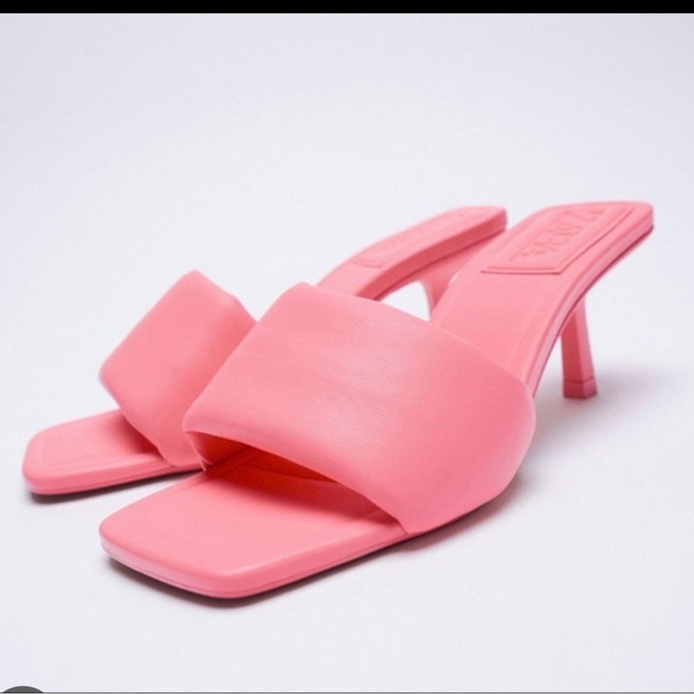 Zara leather heeled quilted sandals